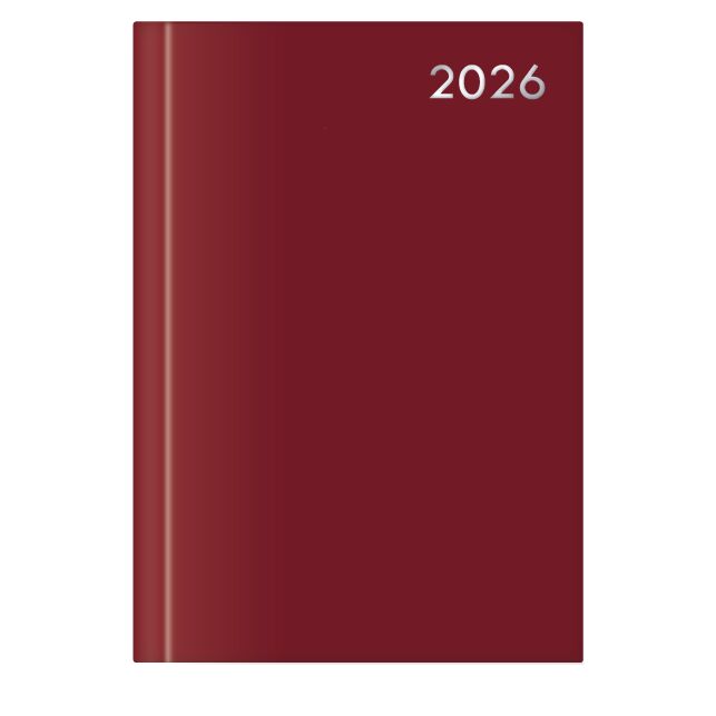 U. 2026 Pocket Hardback Week To View Diary - Burgundy Red