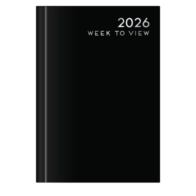 U. 2026 A6 Hardback Week To View Diary - Black