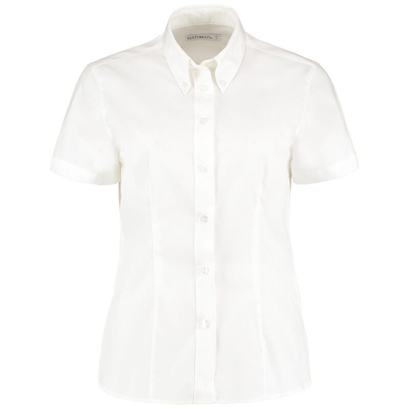 Kustom Kit Ladies Premium Short Sleeve Tailored Oxford Shirt