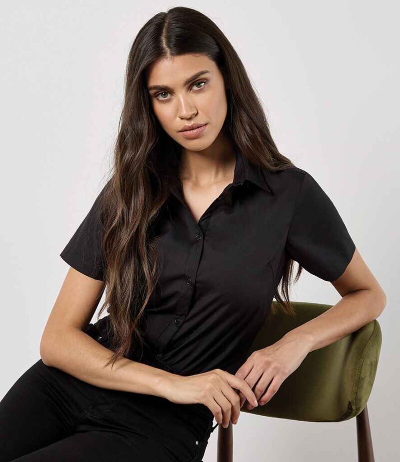 Kustom Kit Ladies Short Sleeve Tailored Poplin Shirt