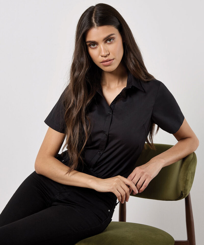 Kustom Kit Ladies Short Sleeve Tailored Poplin Shirt