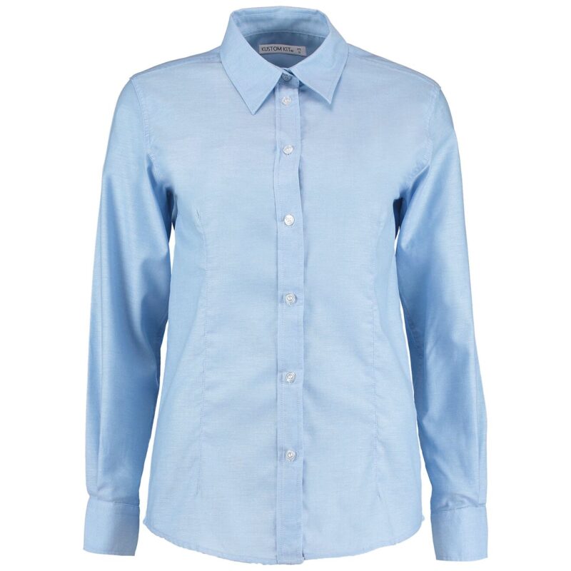 Kustom Kit Ladies Long Sleeve Tailored Workwear Oxford Shirt