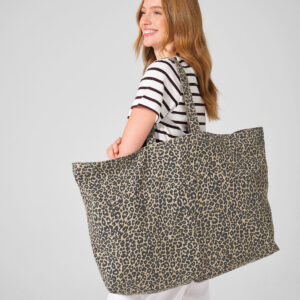 Westford Mill Leopard Print Canvas Oversized Tote Bag