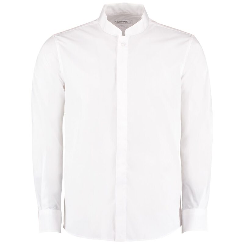 Kustom Kit Long Sleeve Tailored Mandarin Collar Shirt