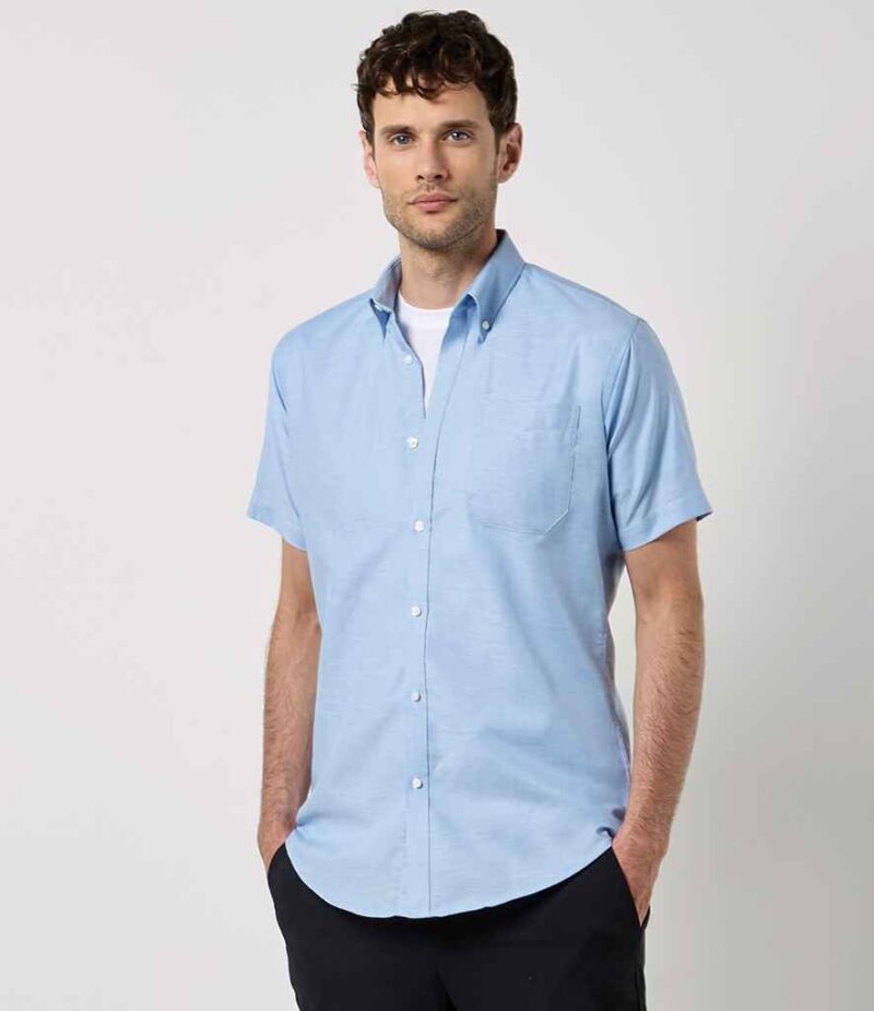 Kustom Kit Short Sleeve Slim Fit Oxford Shirt