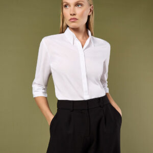 Kustom Kit Ladies 3/4 Sleeve Tailored Continental Shirt