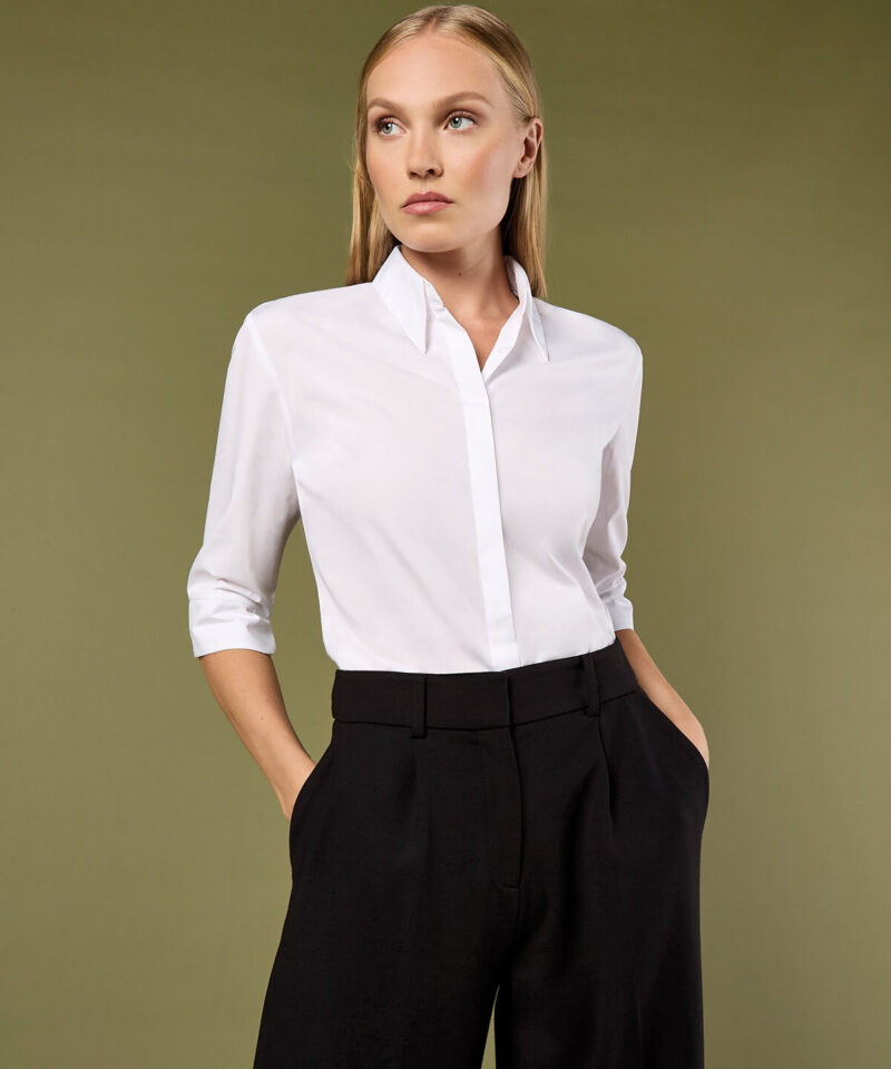 Kustom Kit Ladies 3/4 Sleeve Tailored Continental Shirt