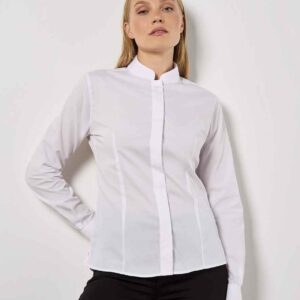 Kustom Kit Ladies Long Sleeve Tailored Mandarin Collar Shirt