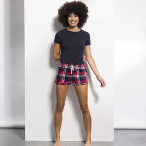 SF Clothing Ladies Tartan Frill Lounge Shorts
