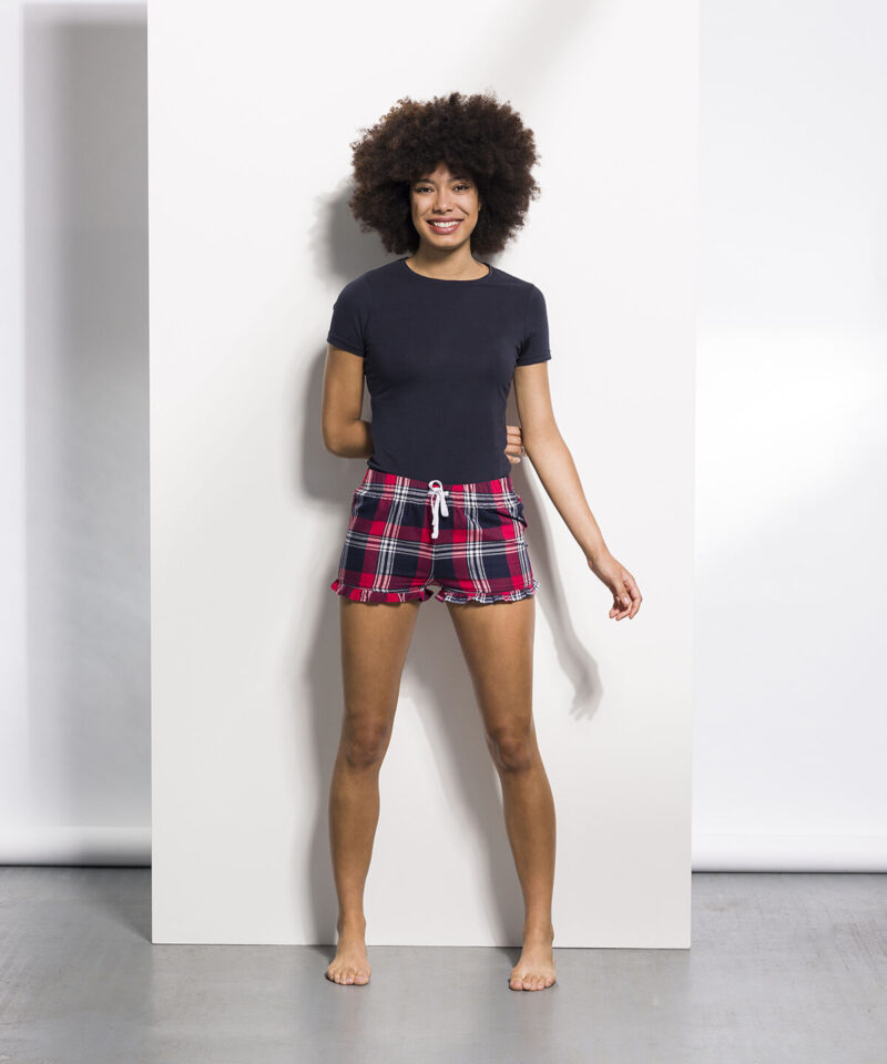 SF Clothing Ladies Tartan Frill Lounge Shorts