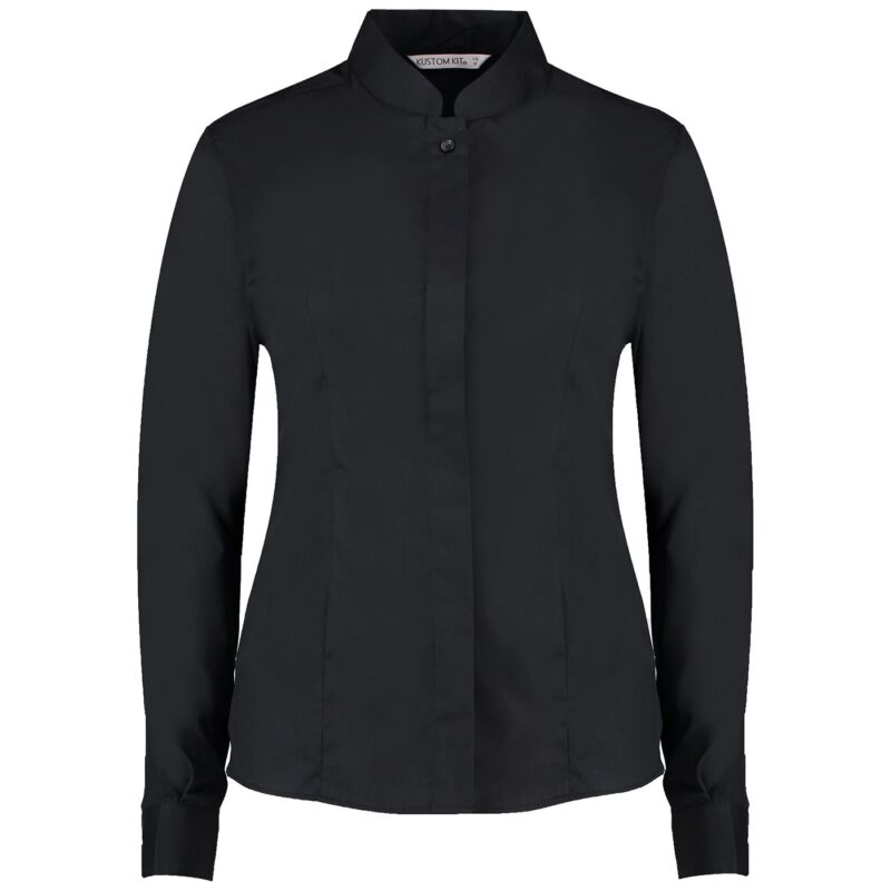 Kustom Kit Ladies Long Sleeve Tailored Mandarin Collar Shirt