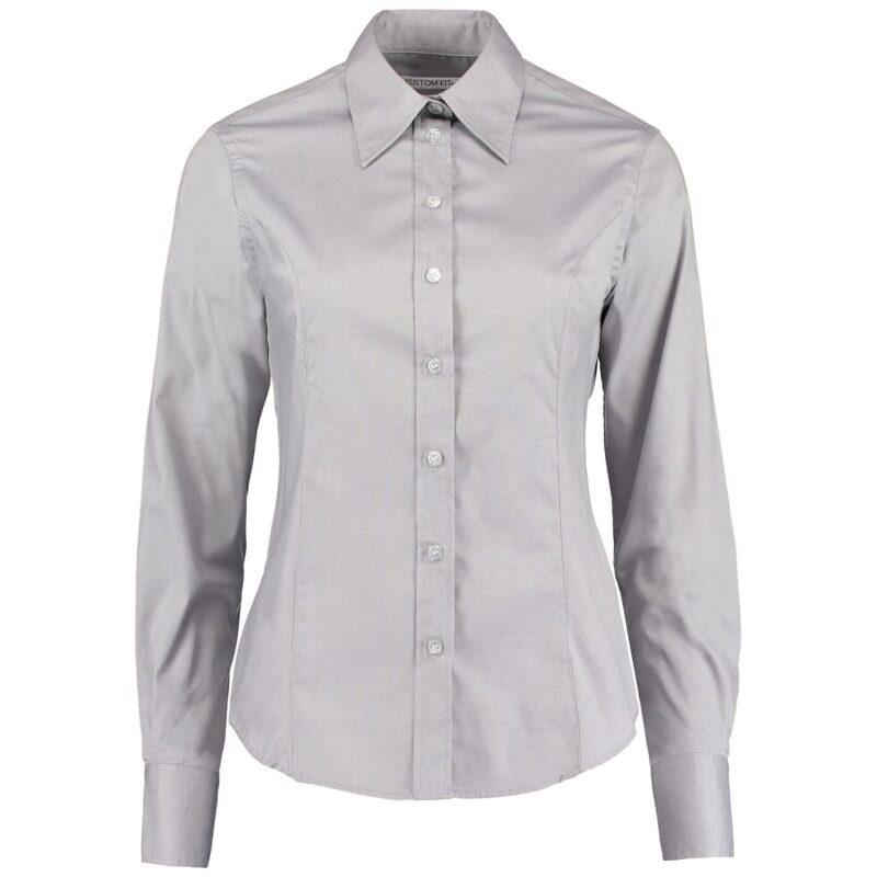 Kustom Kit Ladies Premium Long Sleeve Tailored Oxford Shirt