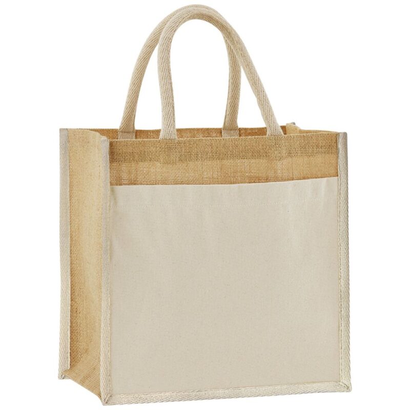 Westford Mill Cotton Pocket Natural Starched Jute Midi Tote Bag