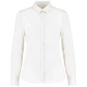 Kustom Kit Ladies Long Sleeve Tailored Stretch Oxford Shirt