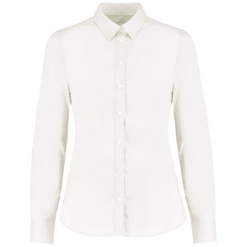 Kustom Kit Ladies Long Sleeve Tailored Stretch Oxford Shirt