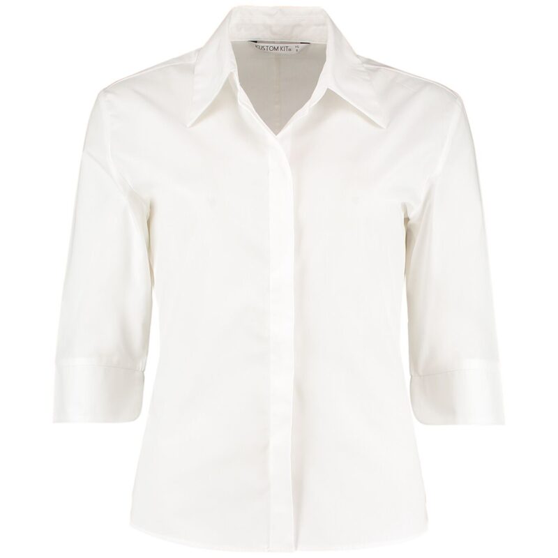 Kustom Kit Ladies 3/4 Sleeve Tailored Continental Shirt