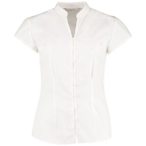 Kustom Kit Ladies Cap Sleeve V Neck Tailored Continental Blouse
