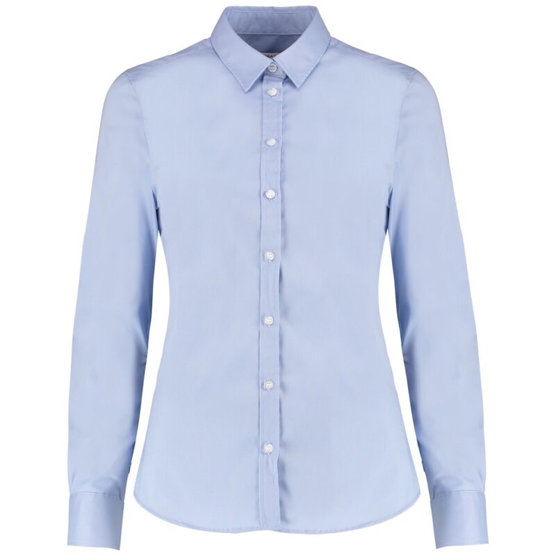 Kustom Kit Ladies Long Sleeve Tailored Stretch Oxford Shirt
