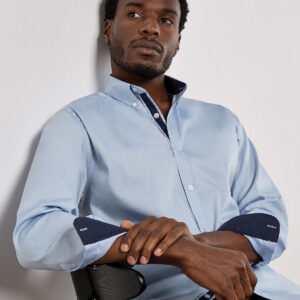 Kustom Kit Premium Long Sleeve Contrast Tailored Oxford Shirt