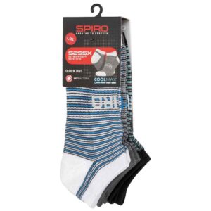 Spiro 3 Pack Mixed Stripe Sneaker Socks