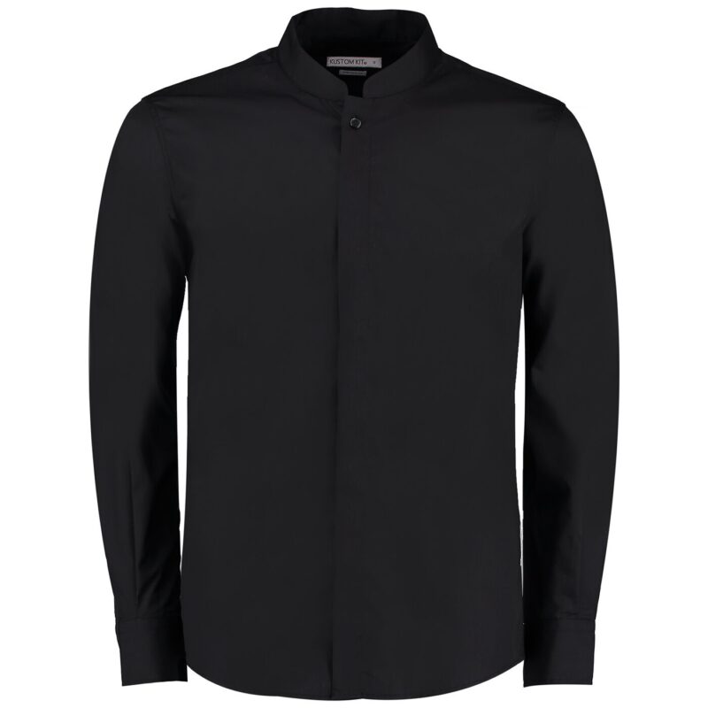 Kustom Kit Long Sleeve Tailored Mandarin Collar Shirt