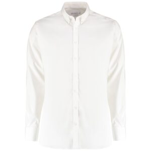 Kustom Kit Slim Fit Stretch Long Sleeve Oxford Shirt