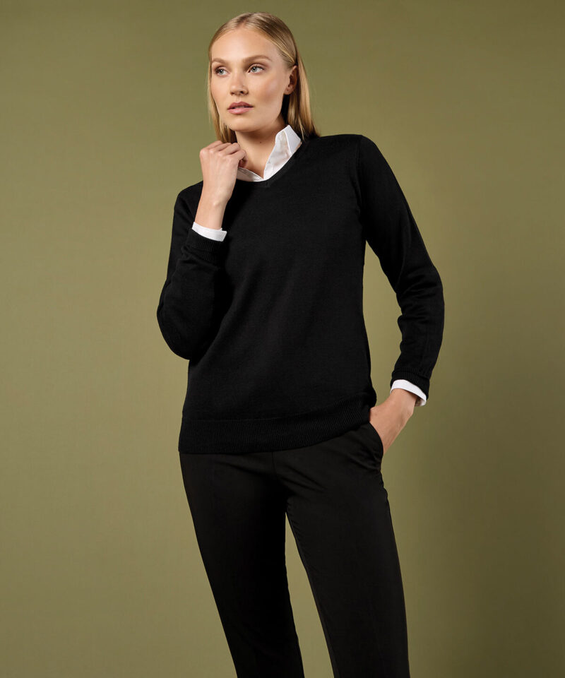 Kustom Kit Ladies Arundel Cotton Acrylic V Neck Sweater
