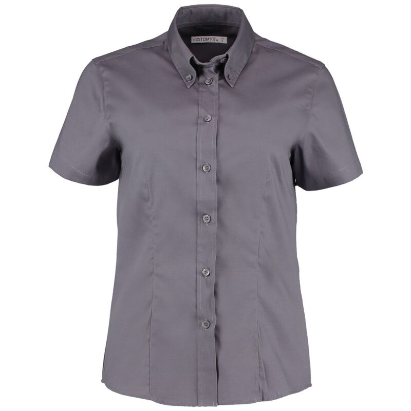 Kustom Kit Ladies Premium Short Sleeve Tailored Oxford Shirt