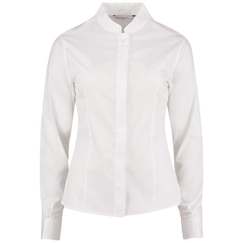 Kustom Kit Ladies Long Sleeve Tailored Mandarin Collar Shirt