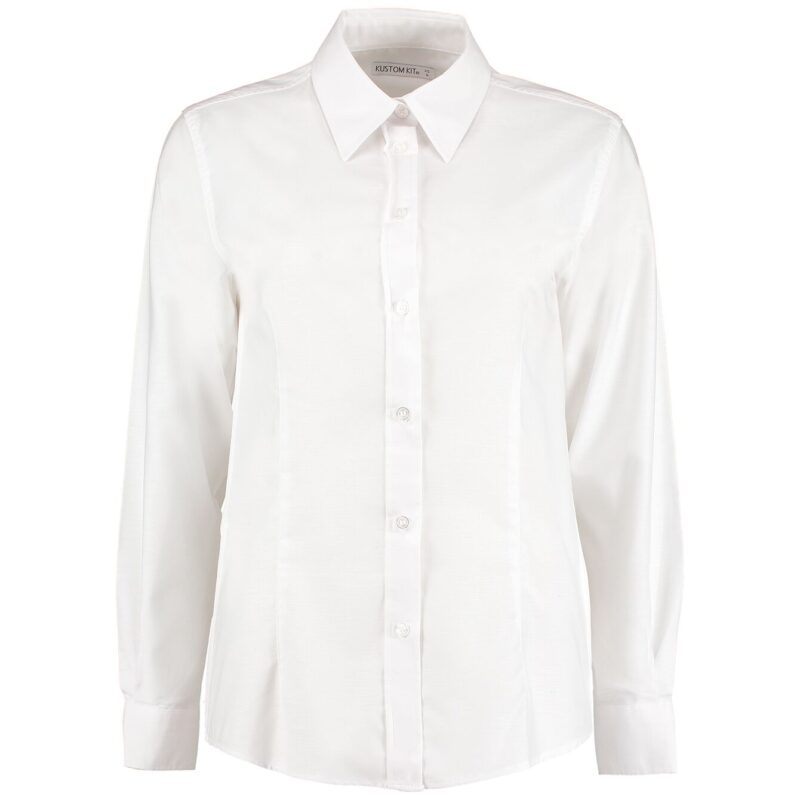 Kustom Kit Ladies Long Sleeve Tailored Workwear Oxford Shirt