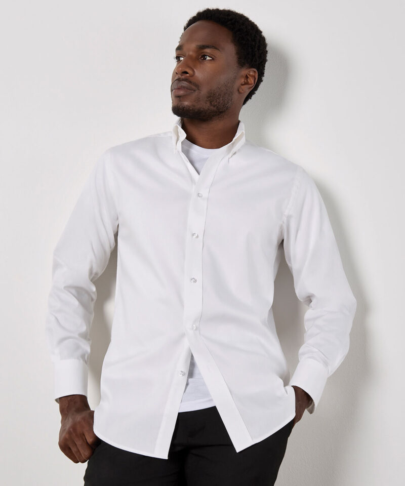 Kustom Kit Premium Long Sleeve Tailored Oxford Shirt