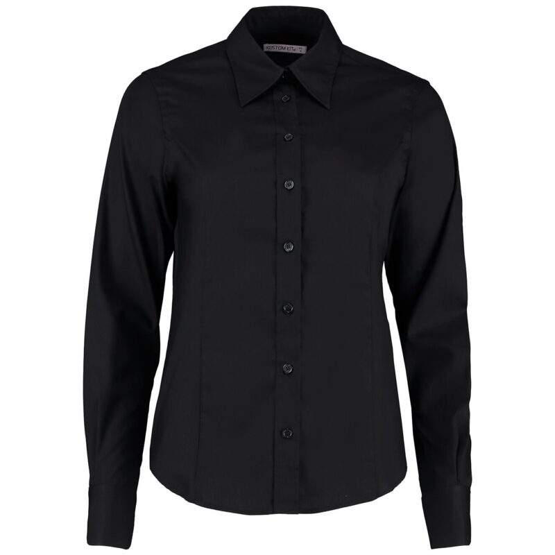 Kustom Kit Ladies Premium Long Sleeve Tailored Oxford Shirt