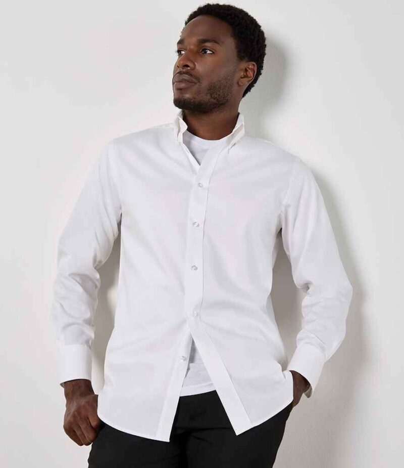 Kustom Kit Premium Long Sleeve Tailored Oxford Shirt
