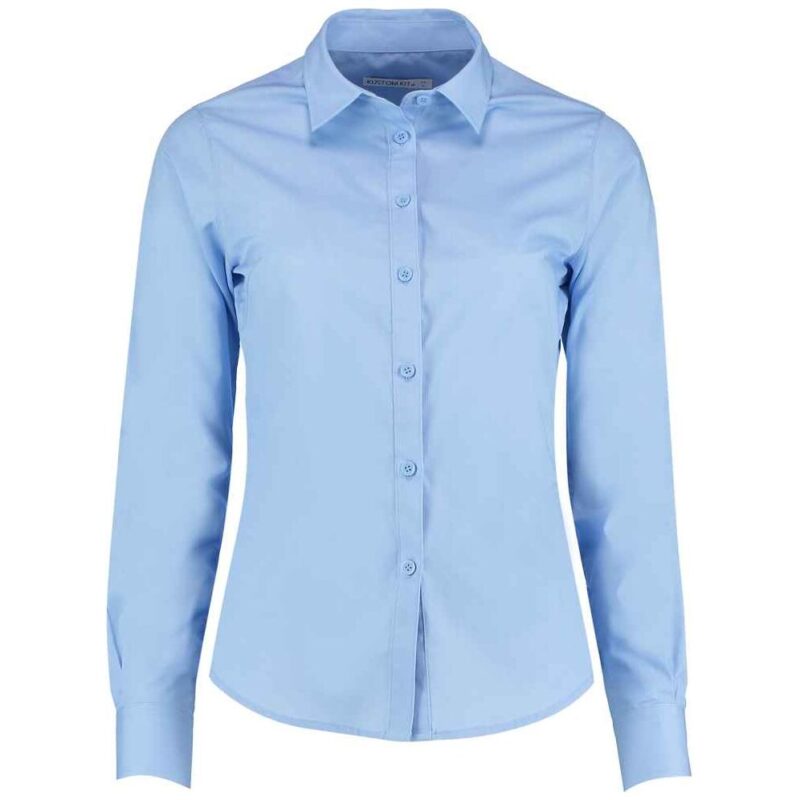 Kustom Kit Ladies Long Sleeve Tailored Poplin Shirt