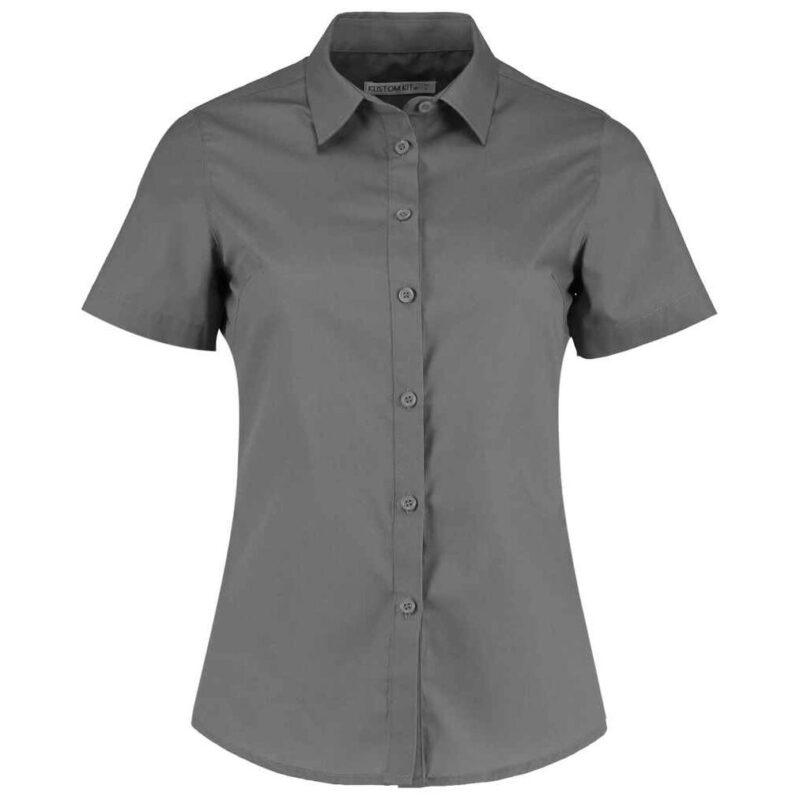 Kustom Kit Ladies Short Sleeve Tailored Poplin Shirt