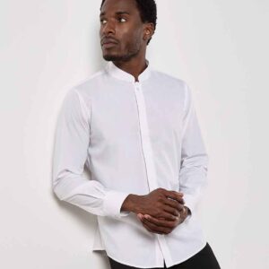 Kustom Kit Long Sleeve Tailored Mandarin Collar Shirt