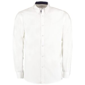 Kustom Kit Premium Long Sleeve Contrast Tailored Oxford Shirt