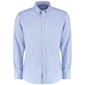 Kustom Kit Slim Fit Stretch Long Sleeve Oxford Shirt