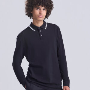 AWDis Long Sleeve Tipped 100 Polo Shirt