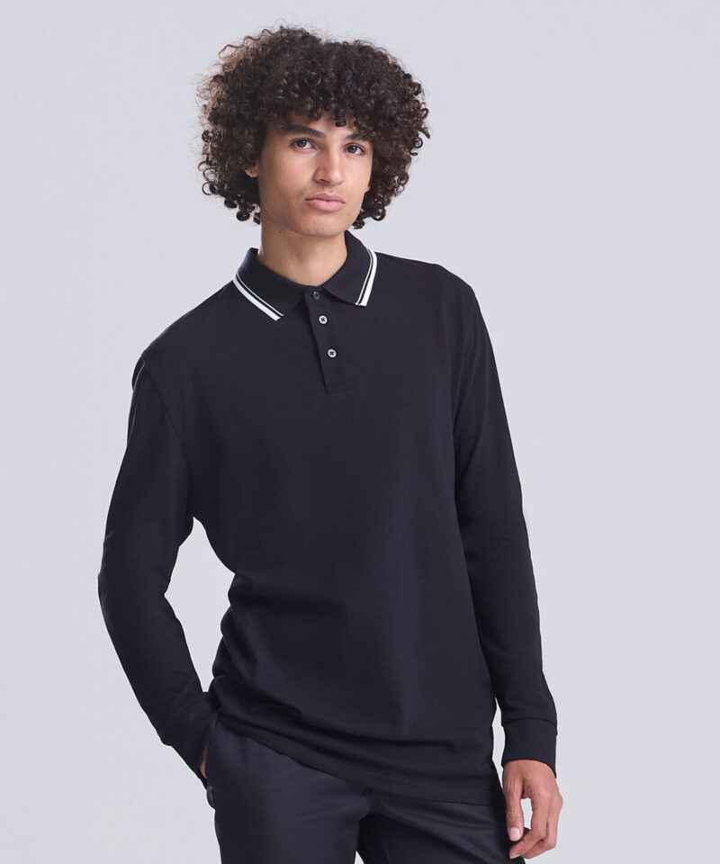 AWDis Long Sleeve Tipped 100 Polo Shirt
