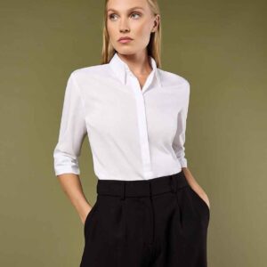Kustom Kit Ladies 3/4 Sleeve Tailored Continental Shirt