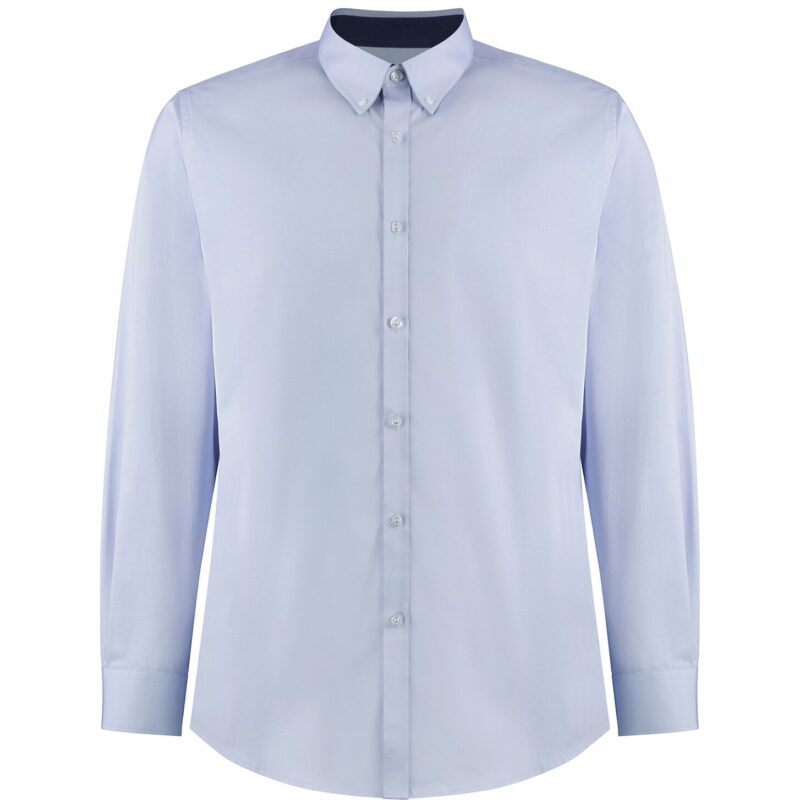 Kustom Kit Premium Long Sleeve Contrast Tailored Oxford Shirt