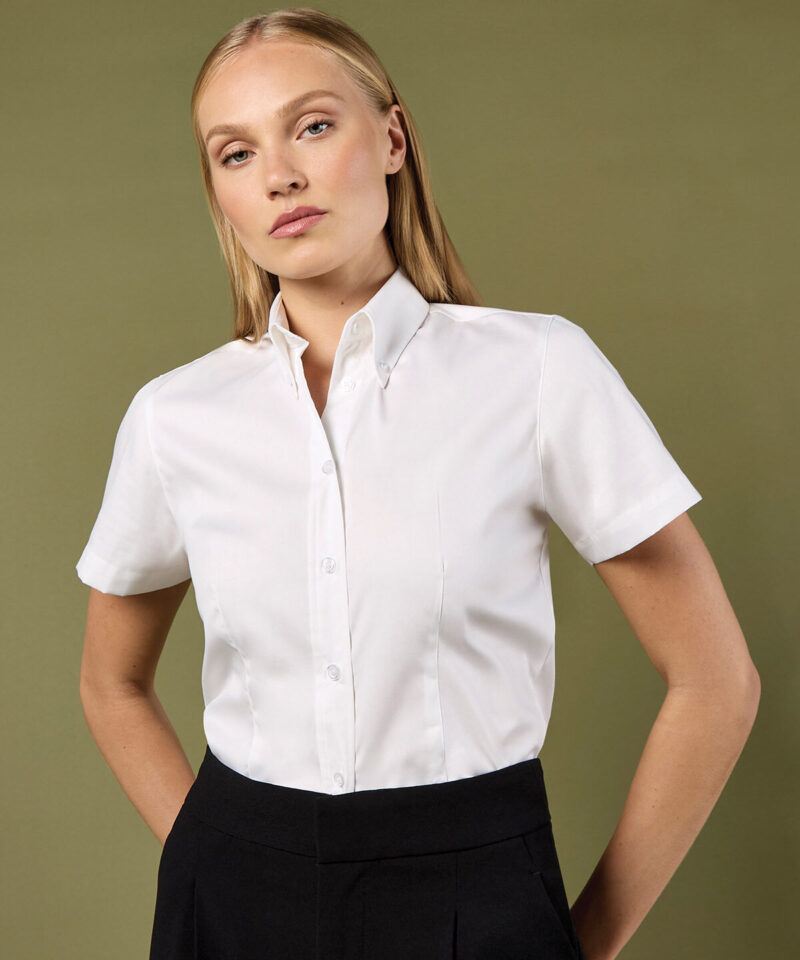 Kustom Kit Ladies Premium Short Sleeve Tailored Oxford Shirt
