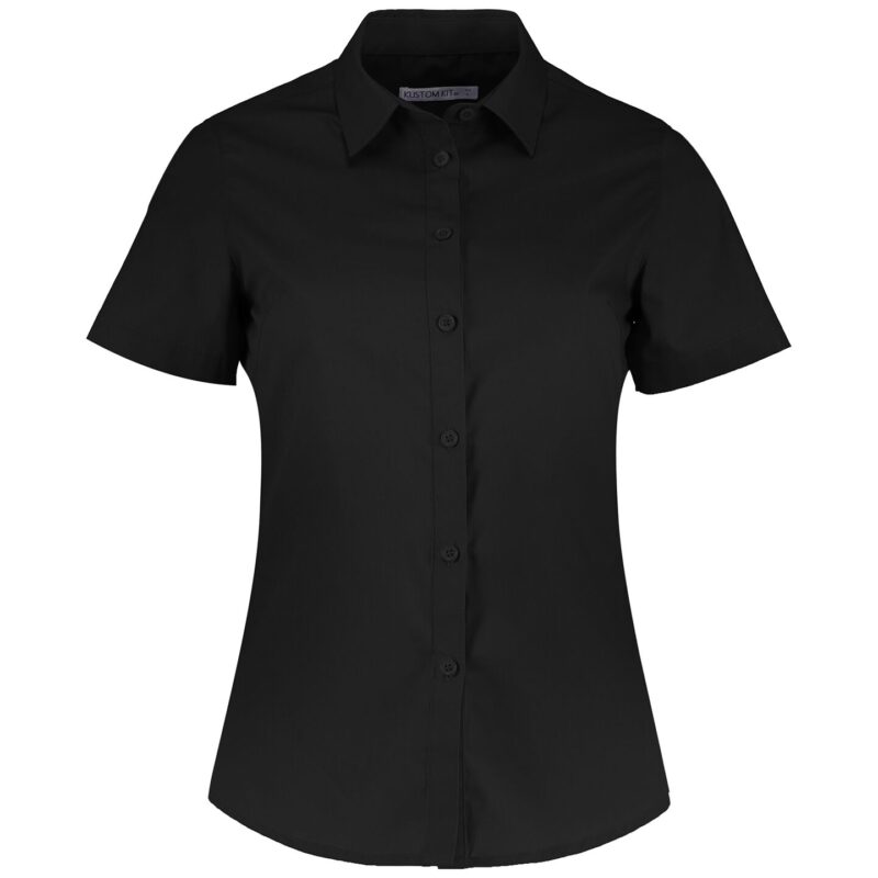 Kustom Kit Ladies Short Sleeve Tailored Poplin Shirt