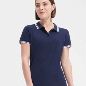 SOL'S Ladies Pasadena Tipped Cotton Pique Polo Shirt