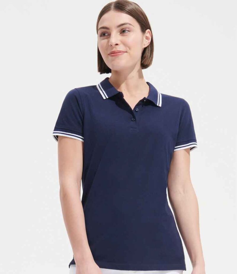 SOL'S Ladies Pasadena Tipped Cotton Pique Polo Shirt