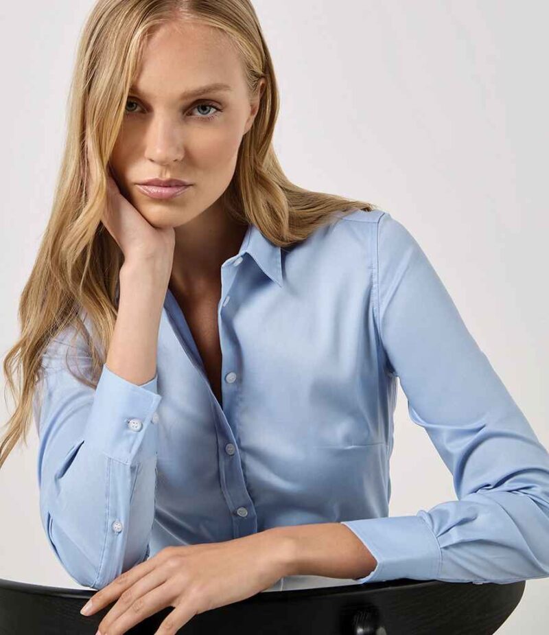 Kustom Kit Ladies Long Sleeve Tailored Stretch Oxford Shirt