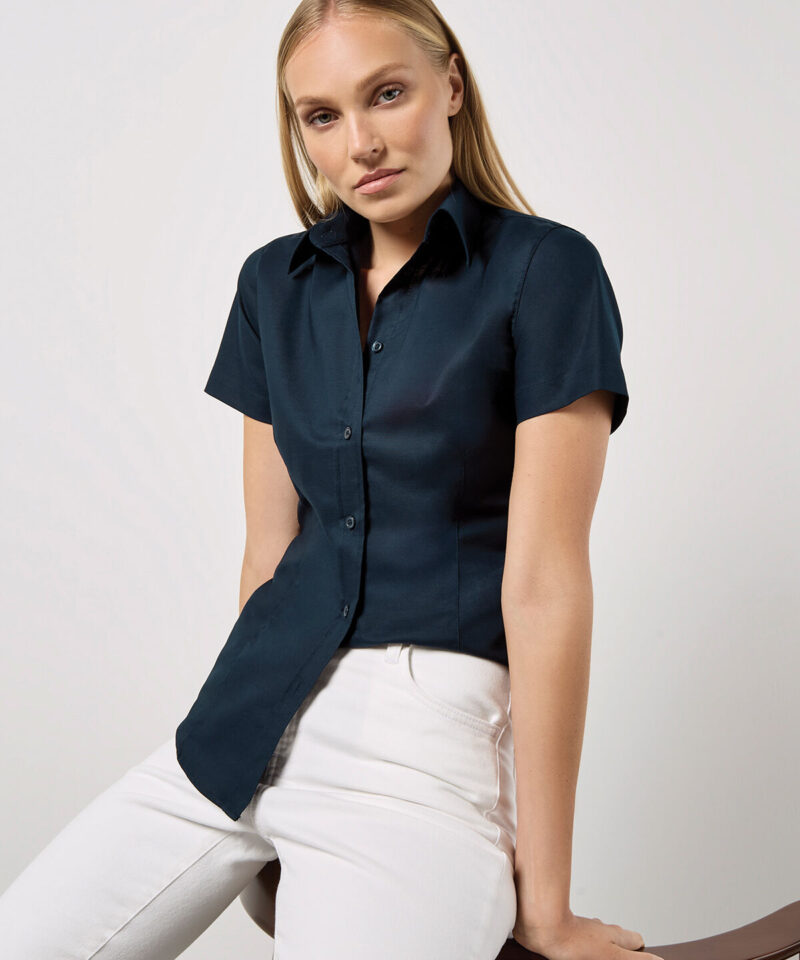 Kustom Kit Ladies Short Sleeve Tailored Workwear Oxford Shirt