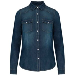 Kariban Ladies Long Sleeve Denim Shirt
