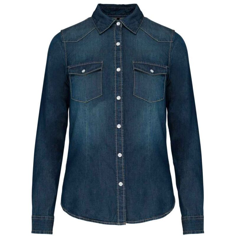 Kariban Ladies Long Sleeve Denim Shirt